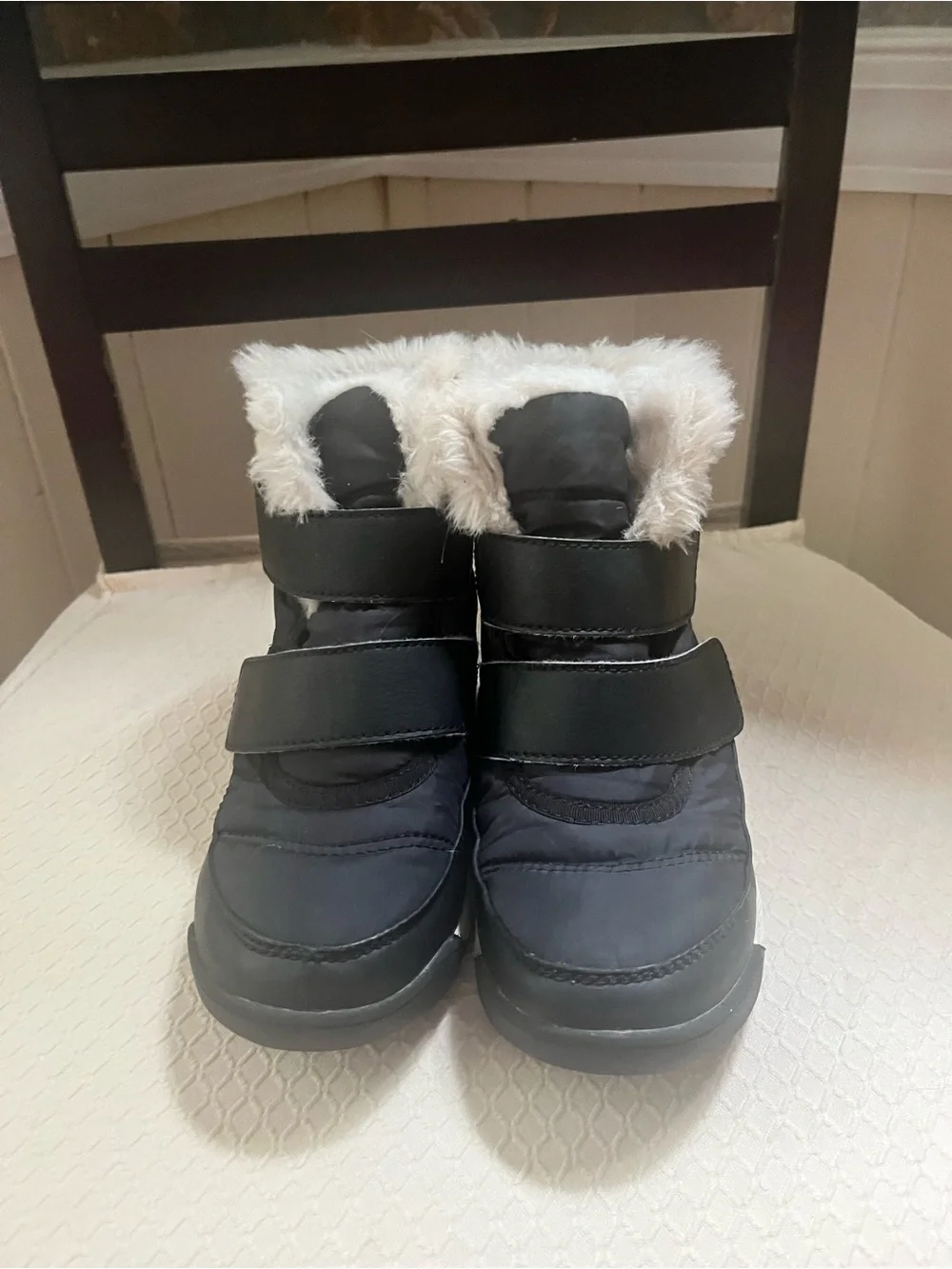 Sorel Kids Black and White Faux-Fur Snow Boots